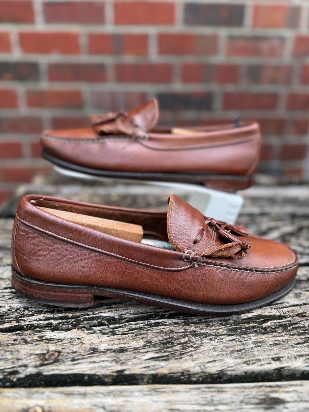 Dexter Men's Size 8.5 WW Brown Leather Kiltie Tassel Slip On Loafers Made USA P5